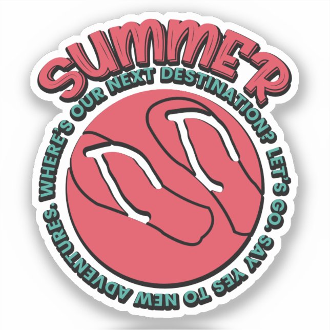 Adesivo Aventura de Verão | Flip-Flops e Inspirado em Viag (Frente)