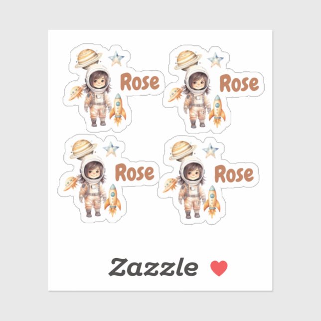 Adesivo Aventura Espacial do Astronauta Bonito personaliza (Folha)