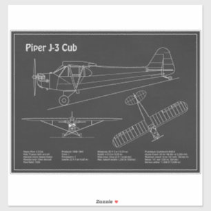 Adesivo Avião de Cub - Planos de bordo de avião PD