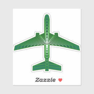 Adesivo Avião do art deco, esmeralda e verde de jade