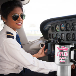 Adesivo Avião Rosa Fofo Voa Como Uma Garota Aviação Femini