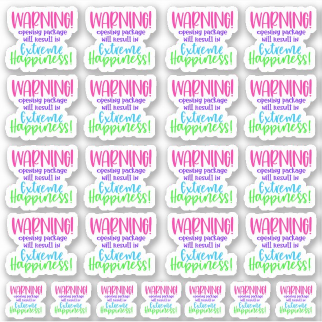 Adesivo Aviso! Abrir pacote resultará em Extreme... (Frente)