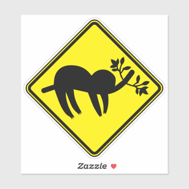Adesivo Aviso de Arte Animal Lenta com Clipart Preguiçoso (Folha)