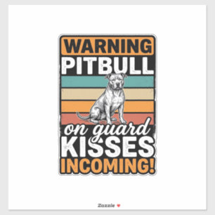 Adesivo Aviso de Pitbull Beijos a Caminho Design de Cachor