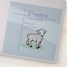 Adesivo Avô Baptism Blue Boy Lamb Personalizado