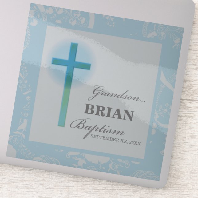 Adesivo Avô Baptism Blue Lace Personalizado (Detalhe)