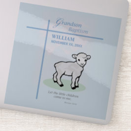 Adesivo Avô Baptism Blue Lamb Personalizado