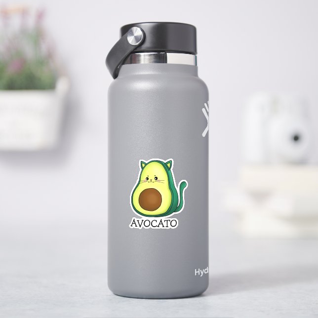Adesivo Avocato Cat Avocado Pun Custom-Cut Vinyl Sticker (HidroFlask)