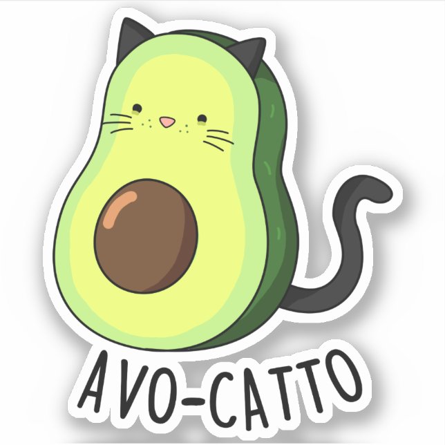 Adesivo Avocatto Funny Avocado Cat Pun (Frente)
