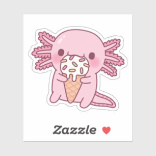 Adesivo Axolote Fofo Comendo Sorvete Com Confeitos