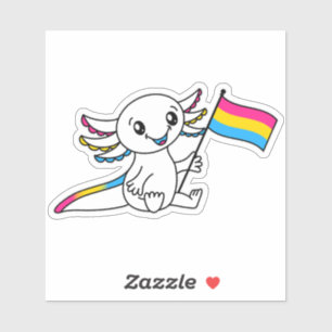 Adesivo Axolotl bonito com sinalizador de orgulho pansexua