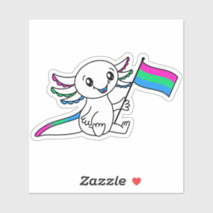 Adesivo Axolotl cômodo com sinalizador de orgulho polisexu