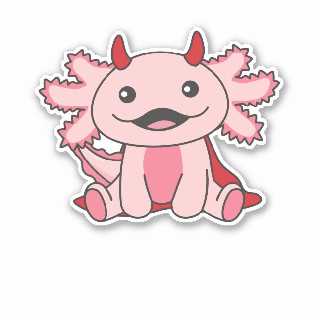 Adesivo Axolotl Halloween Cute Devil Kids Witume (Frente)