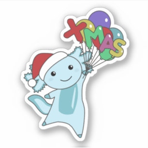 Adesivo Axolotl Merry Christmas Winter Animais Axolotl Sti