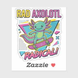 Adesivo Axolotl Skateboard Radical neon estilo retrô dos a