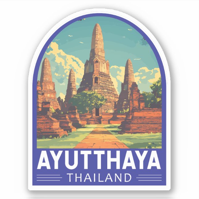 Adesivo Ayutthaya Thailand Viagem Art Emblem (Frente)