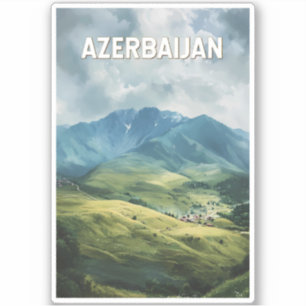 Adesivo Azerbaijão Illustração Viagem Art Vintage