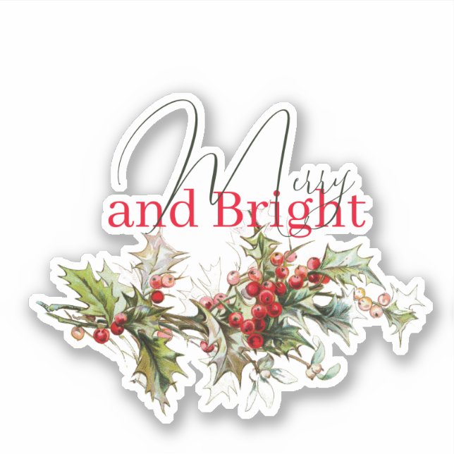 Adesivo Azevinho e frutos Alegre e brilhante (Frente)