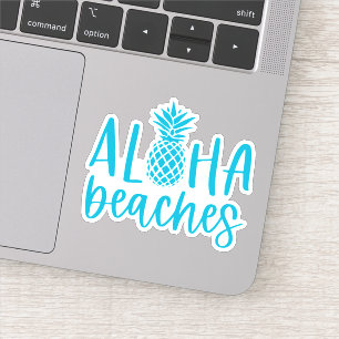 Adesivo Azul Aloha Beaches Abacaxi de Verão Tropical