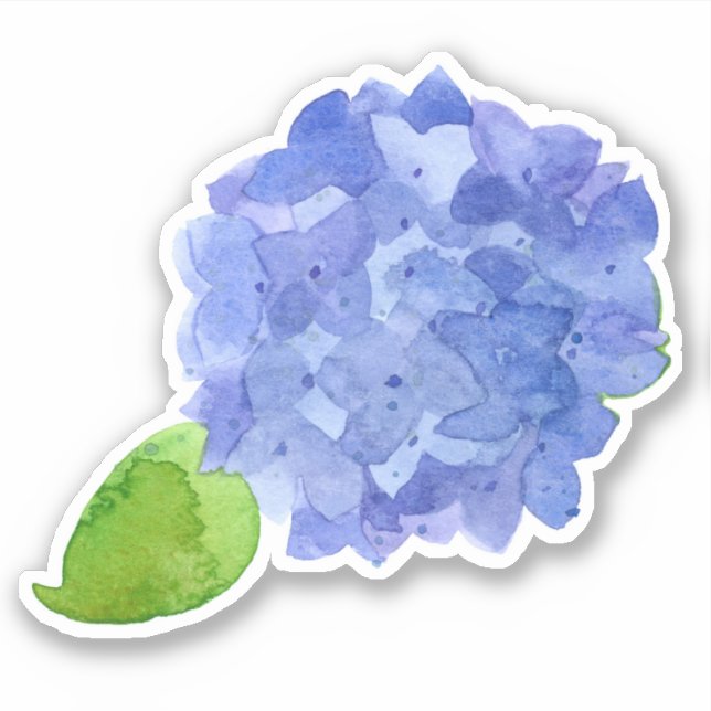 Adesivo Azul Hydrangea Watercolor Flower (Frente)