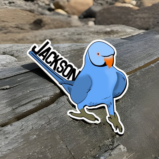 Adesivo Azul-índio, papagaio-do-pássaro Pet Nome Frio (Personalized Indian Ringneck Parakeet sticker)