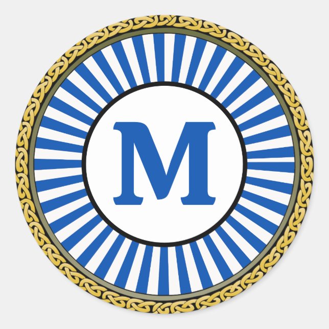 Adesivo - Azul - Personalizado - Adicionar inicial (Frente)