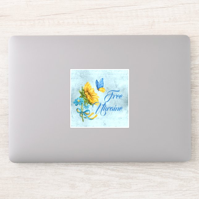 Adesivo Azul, Ucrânia Girassol e borboleta Vinil (Computador)