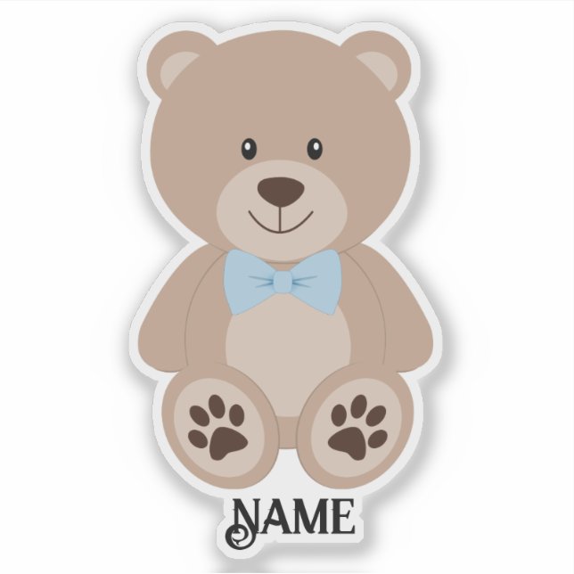 Adesivo Azul-Urso Marrom Personalizado (Frente)