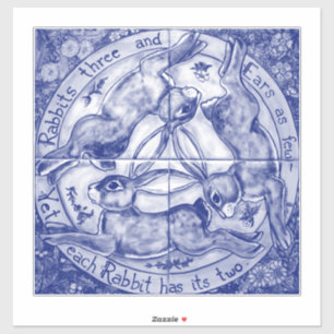 Adesivo Azulejos de 6" com decoração mural com coelho az