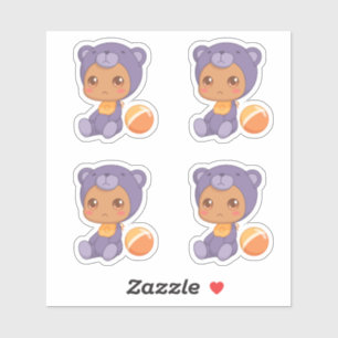 Adesivo Baby Boy Girl Purple Bear Jumpestué Set 4 Stick