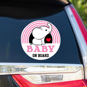 Adesivo Baby Elephant Baby On Conselho Car Sticker - Rosa