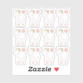 Adesivo Baby Giraffe Floral Crown Nursery Folheto