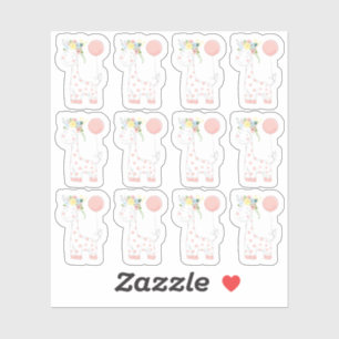 Adesivo Baby Giraffe Floral Crown Nursery Folheto