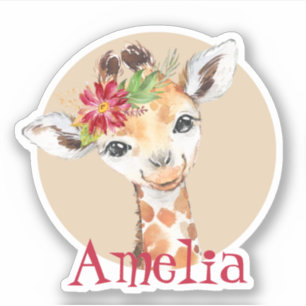 Adesivo Baby Giraffe Safari Selva Rosa Personalizada