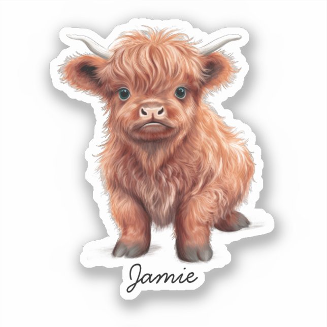 Adesivo Baby Highland Cow Nome Personalizado (Frente)