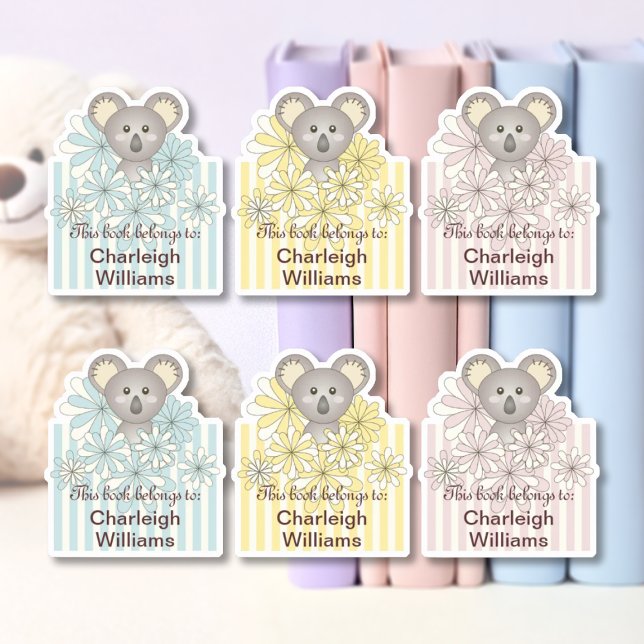 Adesivo Baby Koala Este Livro Pertence A Kids Bookplate (Criador carregado)