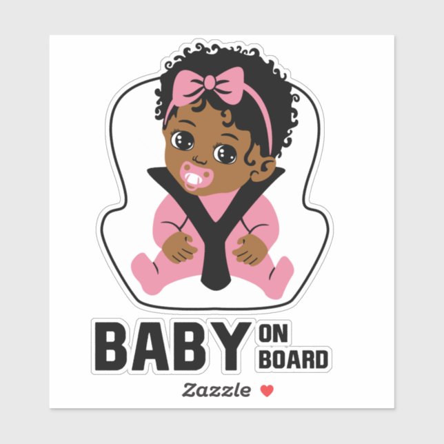 Adesivo Baby On Board Car Seat African American Girl (Folha)