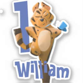 Adesivo Baby Tiger Xadrez Primeiro Aniversário personaliza