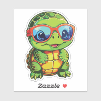 Adesivo Baby Turtle Sticker with Glasses - Kawaii Vinyl 