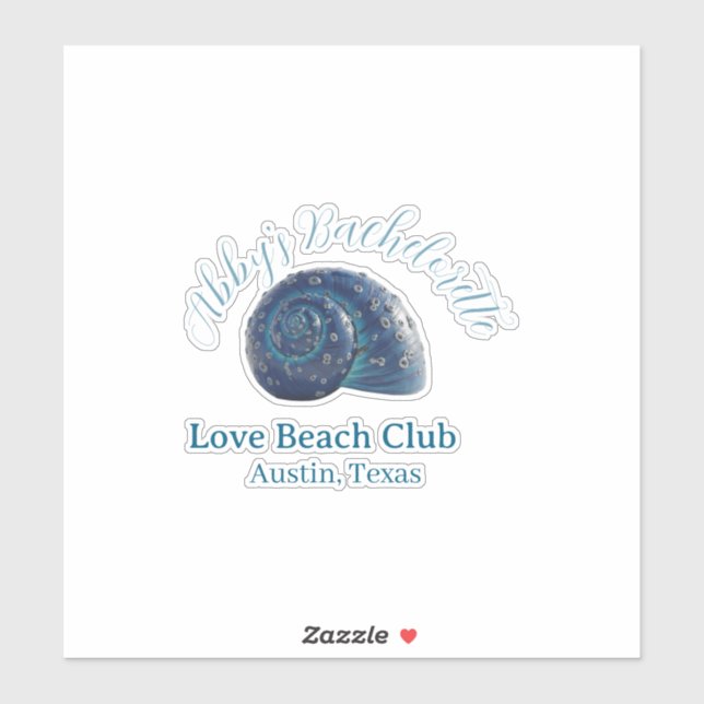 Adesivo Bachelorette party beach club blue sea shell name  (Folha)