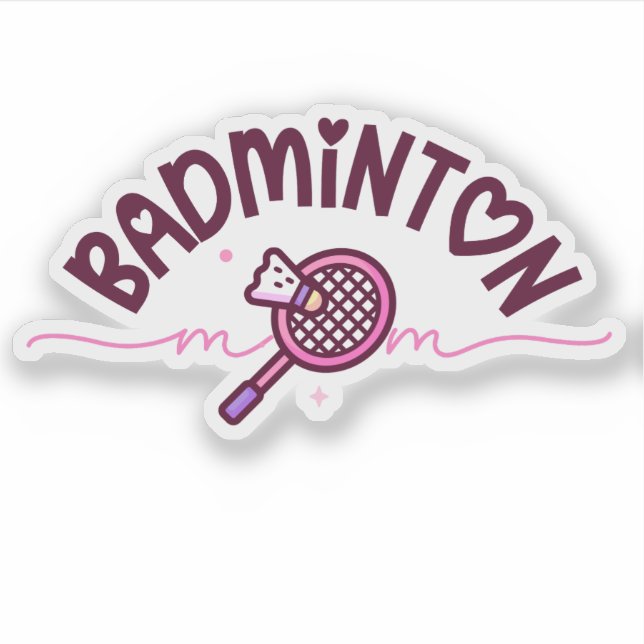 Adesivo Badminton Mom Cute Girly Sticker (Frente)