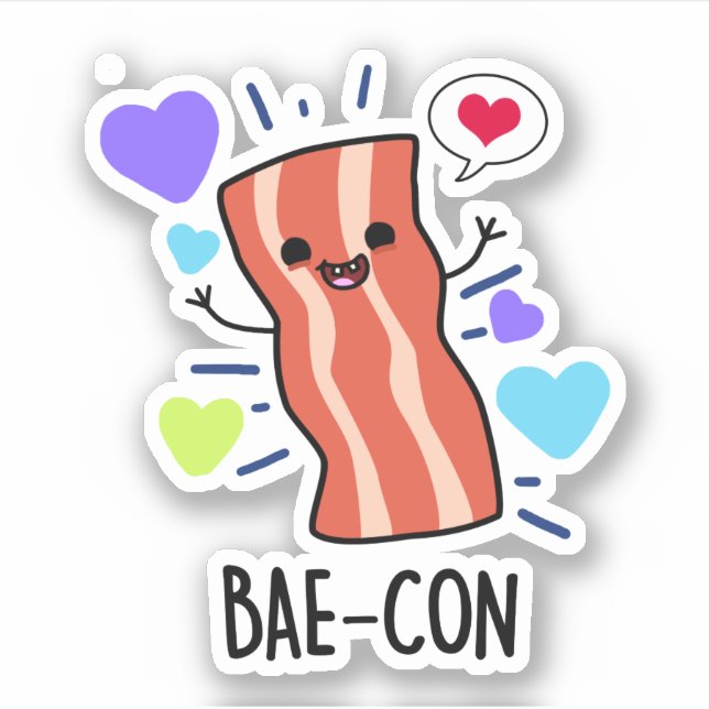 Adesivo Bae-con Funny Bacon Pun (Frente)