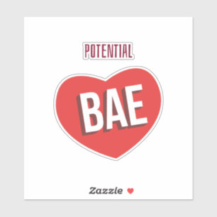 Adesivo Bae Potencial, Grande Design de Amor do Coração