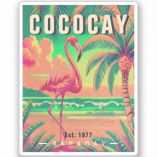 Adesivo Bahamas CocoCay Retro Flamingo Souvenir 1950