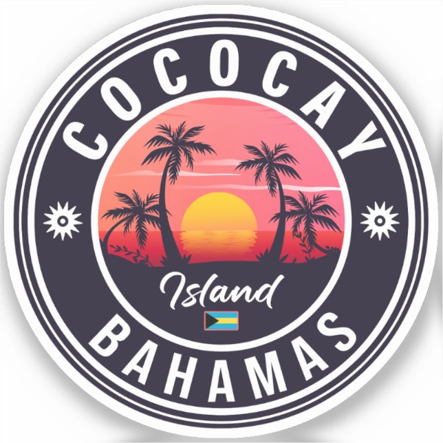 Adesivo Bahamas de Coco Cay Retro Souvenirs 60s (Frente)