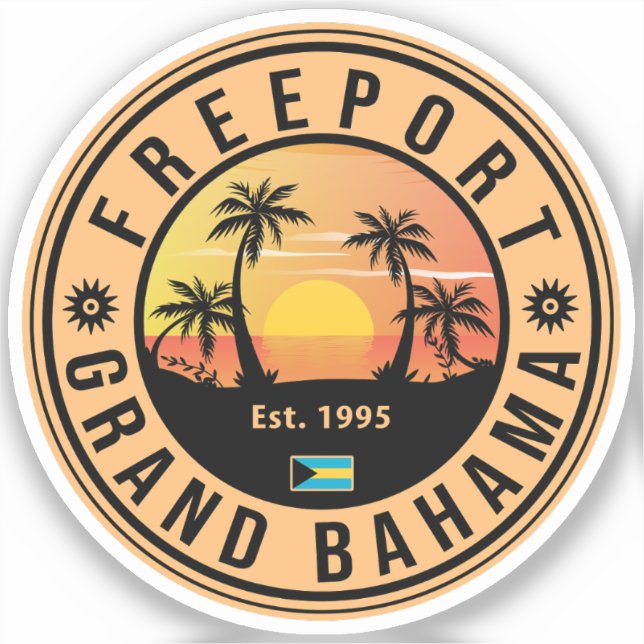 Adesivo Bahamas Retro Sunset Souvenirs 60s (Frente)