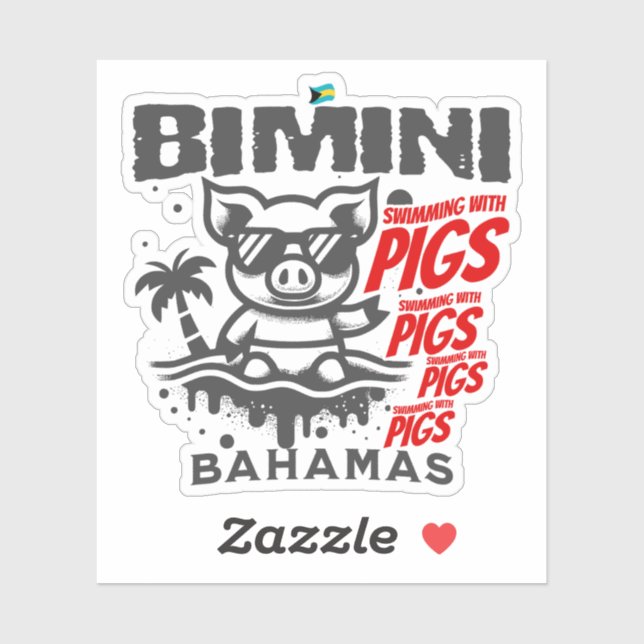 Adesivo Bahamas Souvenir Gift: Bimini Bahamas Nadando Porc (Folha)