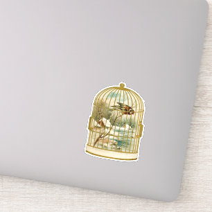 Adesivo Baiagem Branca Dourada com Pássaro na Neve da Cabi