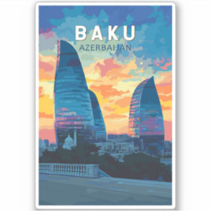 Adesivo Baku Azerbaijão Viagem Art Vintage