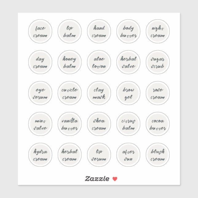 Adesivo Balão de Jar Cosmético Personalizável Branco de 1, (Folha)